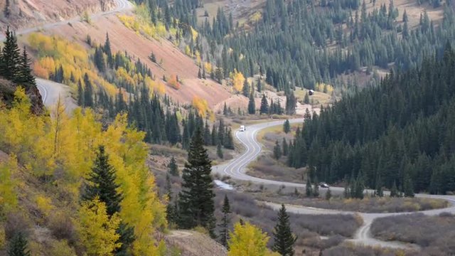 Scenic autumn landscape by Million dollar Highway in Colorado