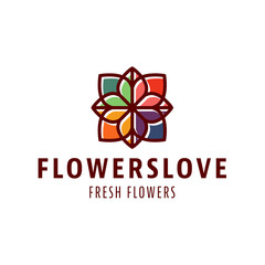 Flower love quality flat trend brand icon vector illustration