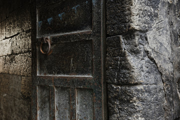Rusty metal and stone wall backgrounds