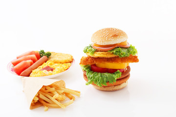 おいしそうなハンバーガーセット