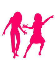 Obraz na płótnie Canvas girlfriends having fun couple friends team females girls pink party dancing
