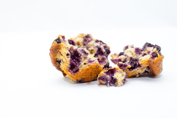 blueberries muffin on a white background 