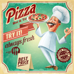 Obrazy na Szkle  pizza szef kuchni vintage