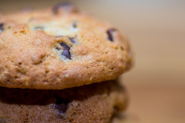 chocolate chip cookies close up 