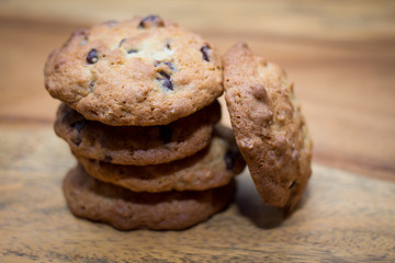chocolate chip cookies close up 