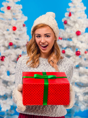 Woman celebrating Christmas