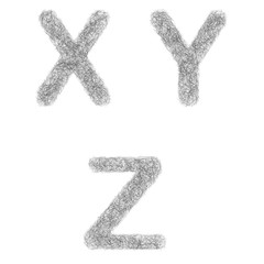 Furry sketch font set - letters X, Y, Z