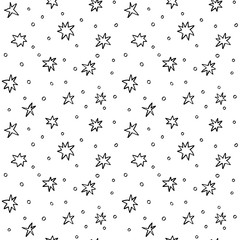 Seamless pattern with hand drawn stars