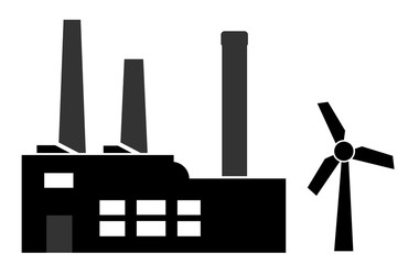 Usine et une éolienne