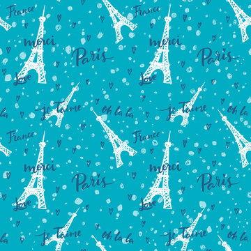 France, Paris, Oh La La! Fashion seamless background.