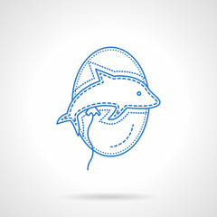 Balloon dolphin blue flat line vector icon