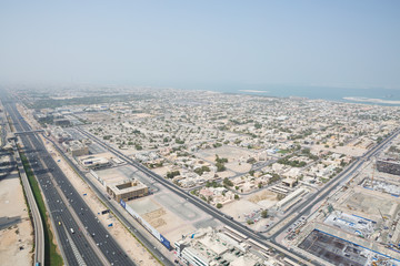 sheik zayed road photographed from the al hikma tower rooftop