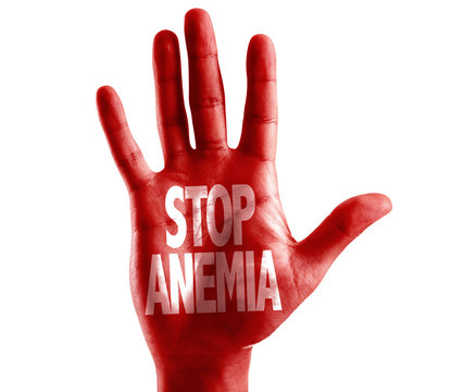 Stop Anemia written on hand isolated on white background