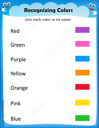 recognizing colors worksheet stock image and royalty