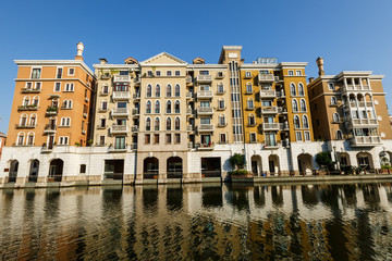 New apartment building in suburban area