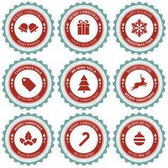 Christmas greeting rounded badge and ornament with vintage design