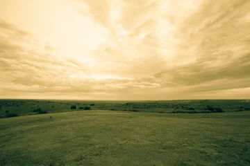 Foto auf Acrylglas Wide Texas landscape and cloudy sky old-fashioned split toned effect. © Brian Scantlebury
