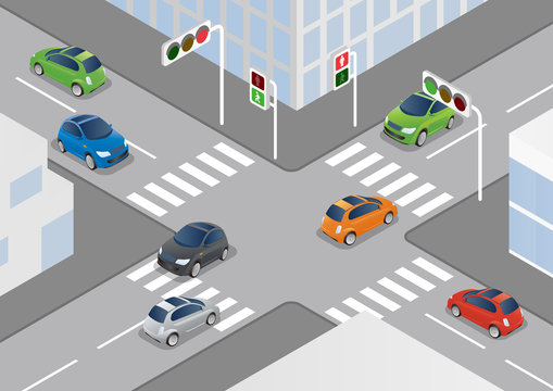 traffic lights and pedestrian lights, road signals, vector illustration