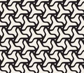 Vector Seamless Black and White Rounded Triangle Shape Swirl Line Pattern