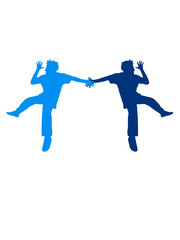 2 dancing men party silhouette cool jump friends bros team party