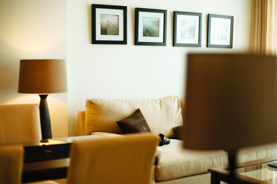 Coach in the living room in modern residential appartments
