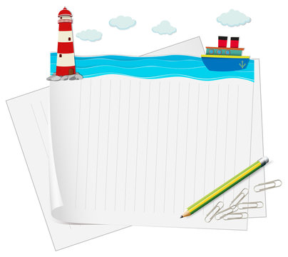 Paper design with ocean view