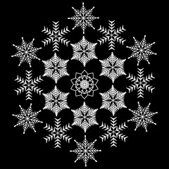big snowflake consisting of snowflakes