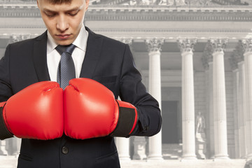 The lawyer in red boxing gloves