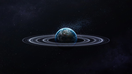 Universe scene with planets, stars and galaxies in outer space showing the beauty of space...