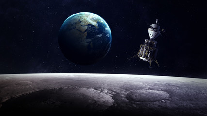 Fototapeta na wymiar High Resolution Planet Earth view from the moon surface. Elements of this image are furnished by NASA