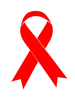 Red Ribbon on white background
