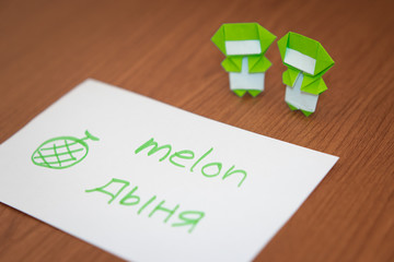 Russian; Learning New Language with Fruits Name Flash Cards