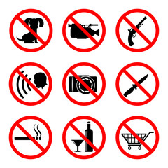 Do not icons set, prohibiting signs