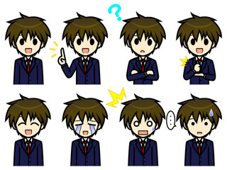 シンプルキャラクター　会話・表情イラスト集　高校生　男子 その１