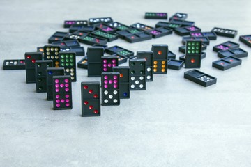 Pile of colorful dominoes - plastic Domino Game
