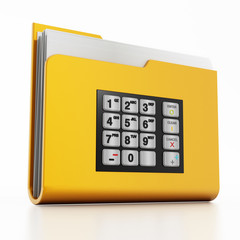 ATM keypad on folder icon with documents