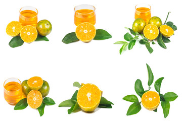 Fototapeta na wymiar Orange juice and slices of orange isolated on white 
