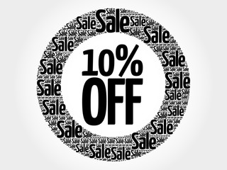 10% OFF words cloud, business concept background