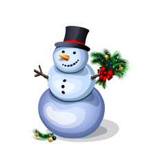 cheerful snowman. pleasant winter decoration

