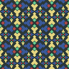 Vector seamless pattern. Stylish textile print with bright geometric design. Colorful fabric background.