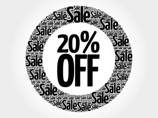 20% OFF words cloud, business concept background