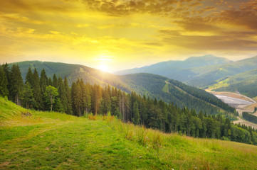 beautiful mountain landscape and sunrise
