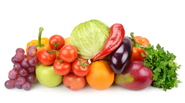 Fototapeta fruits and vegetables isolated on white background