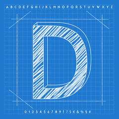 3d blueprint font