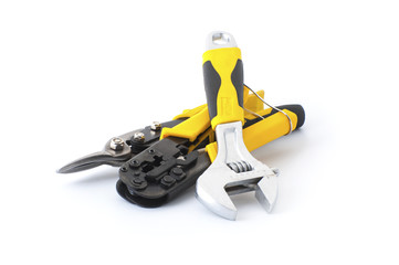 Hand tools on a white background..