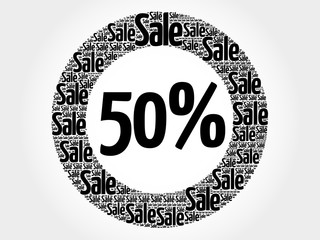 50 percent Sale words cloud, business concept background