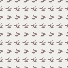 Seamless animal vector pattern, background with rabbits, grey silhouette over light backdrop.