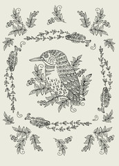 Vector pattern with birds and flowers