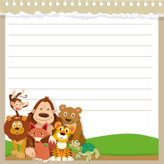 Fototapeta premium Line paper design with wild animals