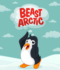 Penguin at the arctic ground